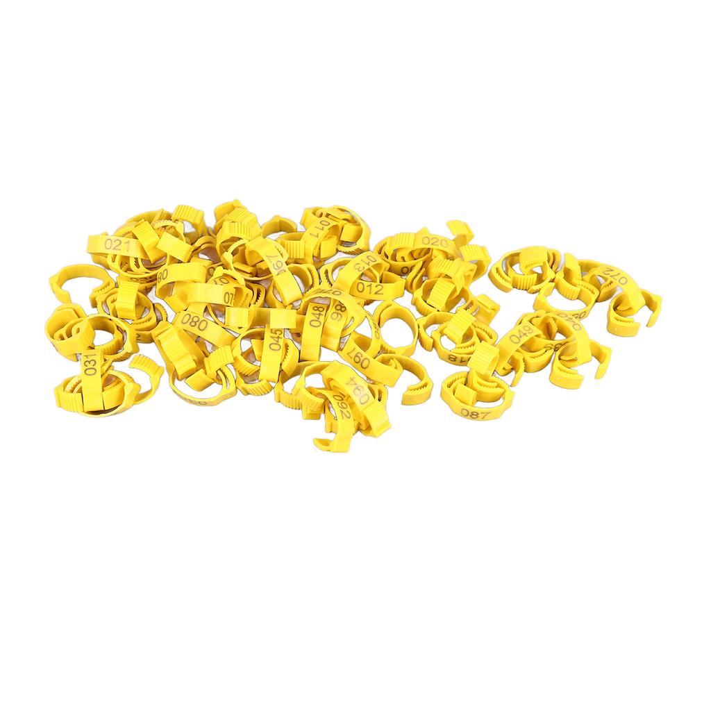 100 шт. Кольца для куриных лап, клипсы, яркие цвета, прочный пластик, нумерованные браслеты для птичьих лап