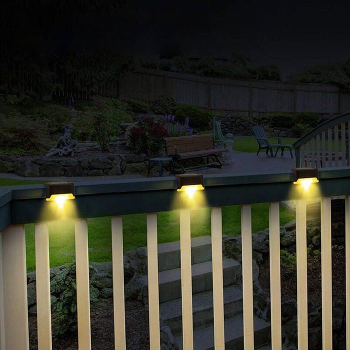 16pcs lampes solaires pour terrasse d'extérieur,lampes solaires étanches à LED pour escaliers extérieurs,marches-blanc chaud-brun