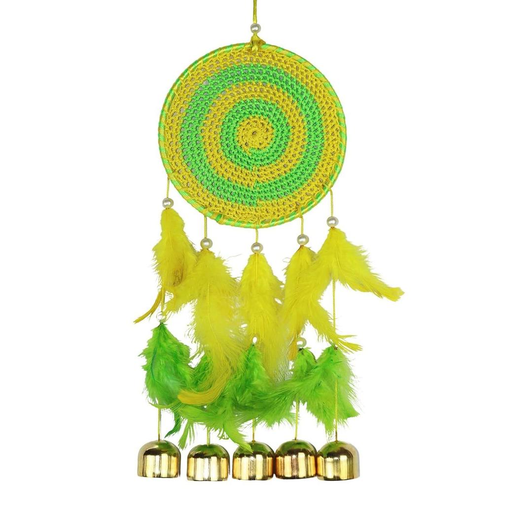 Metal, Bell, Feather, Bead, Thread Wind Chime Dream Catcher for Wall Decor, Bedroom, Balcony, Garden, Kids Room (30 Cm X 13 Cm) Small (Multi)