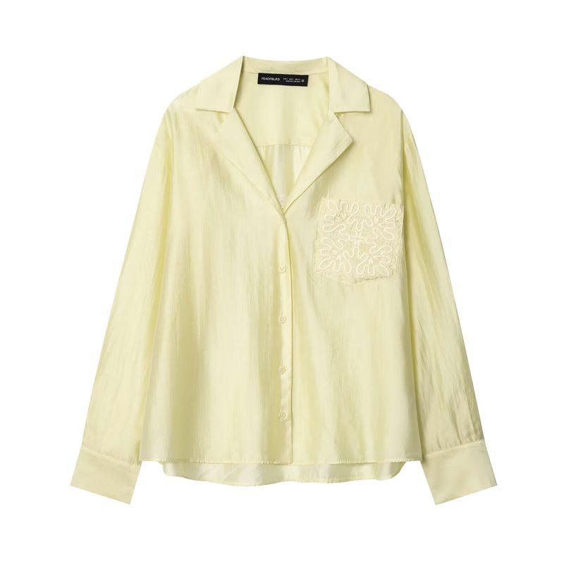 Kaslead New Women clothes Western Style Versitile Fashion Embroidery Pocket Decoration Shirts 4786079