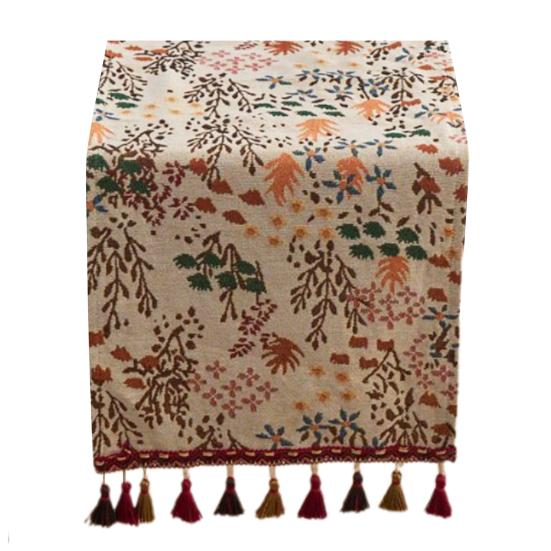 Рождественская зеленая жаккардовая скатерть-дорожка с кисточкой, декоративный праздничный флажок для стола, украшение обеденного стола для дома, ресторана, бара, кухни