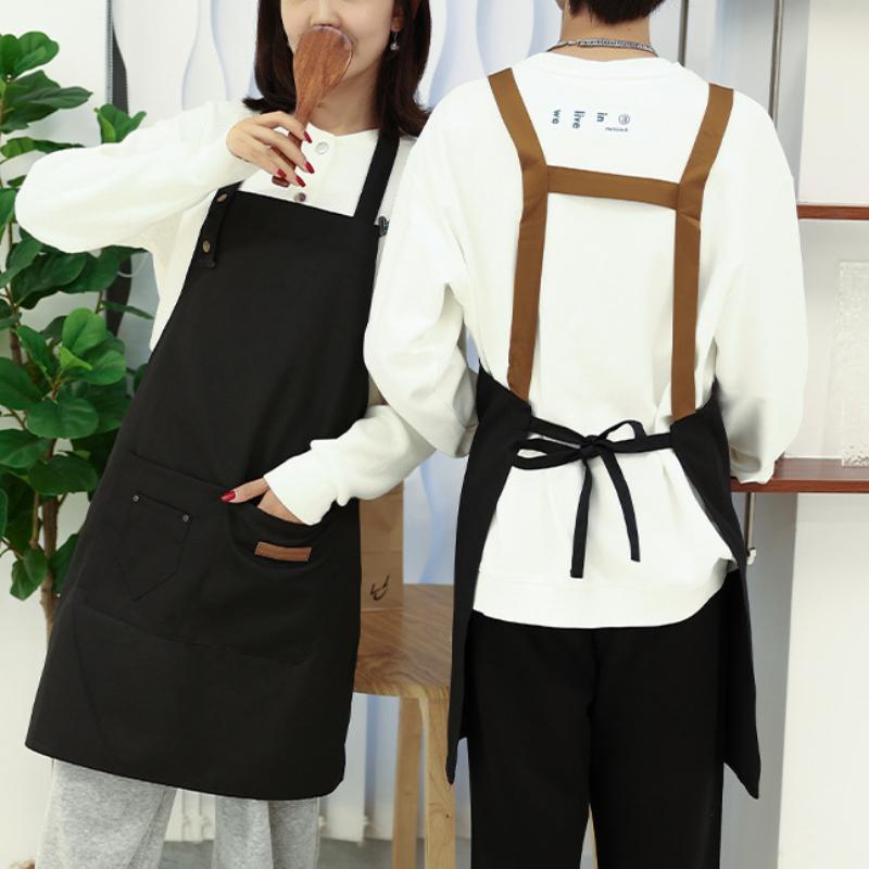 Waterproof and Oil Resistant Solid Color Kitchen Apron Durable with Pockets Suitable for Men and Women Adjustable Work Apron