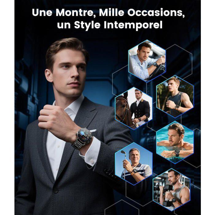 LIGE Montre Connectée Homme 1.43" AMOLED, 730mAh, 100+ Sports, Cardio & Sommeil 24/7, Compatible Android iOS