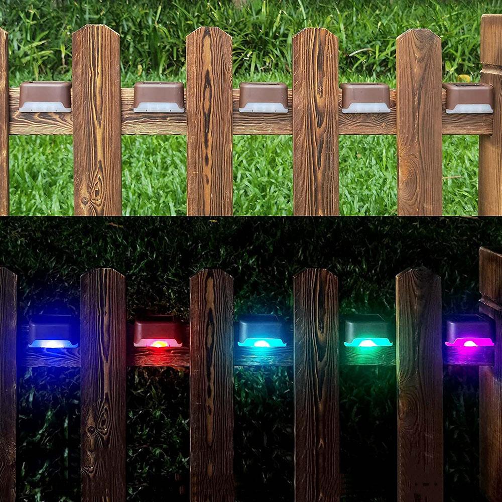 4 шт. RGB Солнечные Палубные Огни Наружные Водонепроницаемые Светодиодные Ступенчатые Лампы Для Лестницы Забора