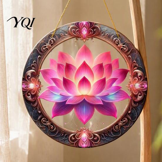 Translucent Acrylic Art Piece Colorful Hummingbird Wall Hanging Decoration, Stained Suncatcher for Window Exquisite Floral Bird Motif Decor,