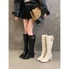 2025 Autumn and Winter New Product Metal Fasteners European and American Niche Temperament British Style Gentle Retro High Boots