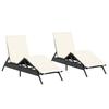 VidaXL Chaises longues avec coussins lot de 2 noir résine tressée 3261578