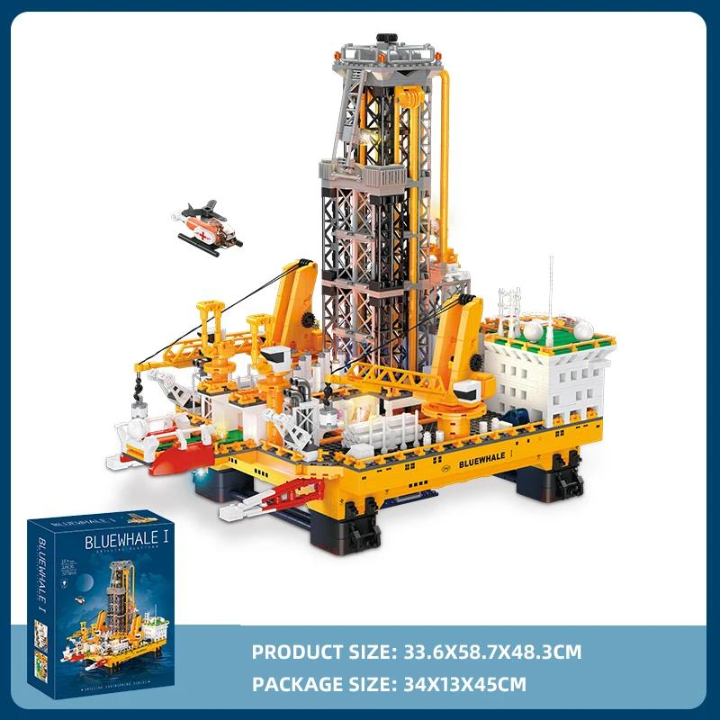3271 шт. Морские нефтяные скважины Строительные блоки Модель буровой платформы Светящиеся кирпичики Настольные украшения Детские развивающие игрушки DIY Подарок