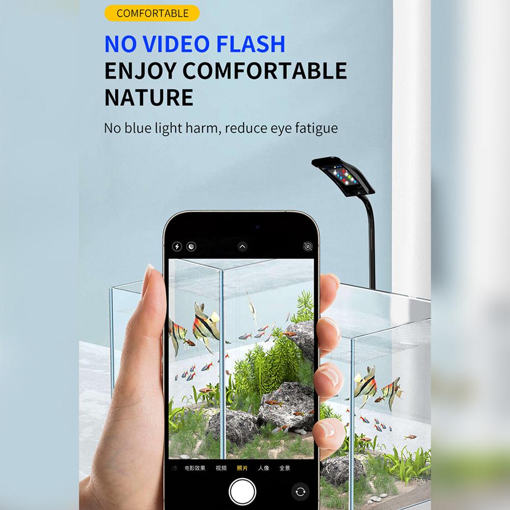 Светильник для аквариума из АБС-пластика, вращающийся на 360°, мини-светильник для аквариума с таймером, 6 Вт, светодиодная лампа USB для аквариума с 10 уровнями регулировки яркости