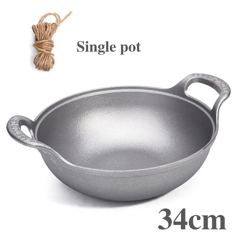 Чугунок старого образца Без покрытия Фритюрница Кастрюля для тушения Сковорода Сковорода с антипригарным покрытием С плоским дном Индукционная плита газовая универсальная Котел вок сковорода