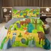 Funny Cartoon Animal Bedspread Queen/Full Kawaii Elephant Panda Coverlet Reversible Grey Quilted Bedding Set For Kids Teen Room
