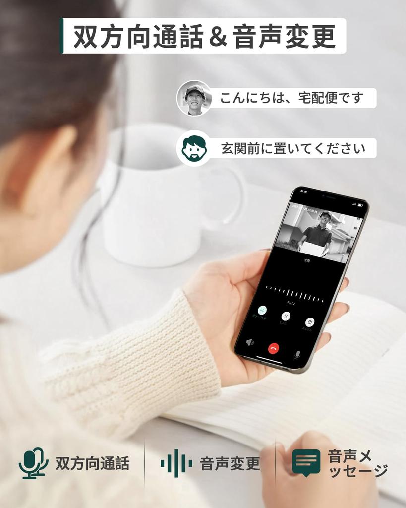 In Alexa Wireless No Installation Video Doorbell with WIFI Human Configurable Detection Indoor Multiple Family Remote IP66 Waterproof and Japanese