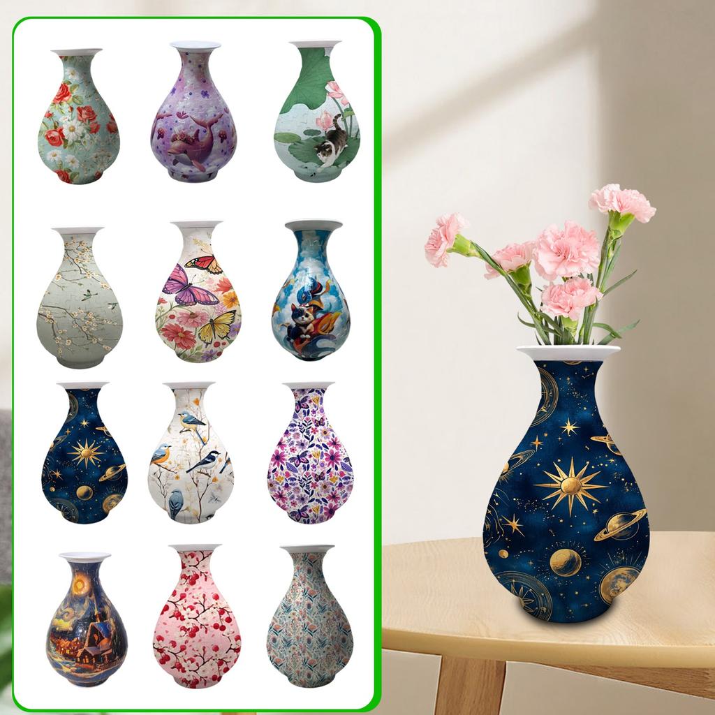 3D Puzzle House Vase Decorative Piece – DIY Floral Container For Living Room Decor