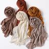 Ribbed Jersey Hijab Muslim Plain Scarf Crepe Hijab Scarf Soft Islamic Shawl Wraps Headband Voile Femme Musulman