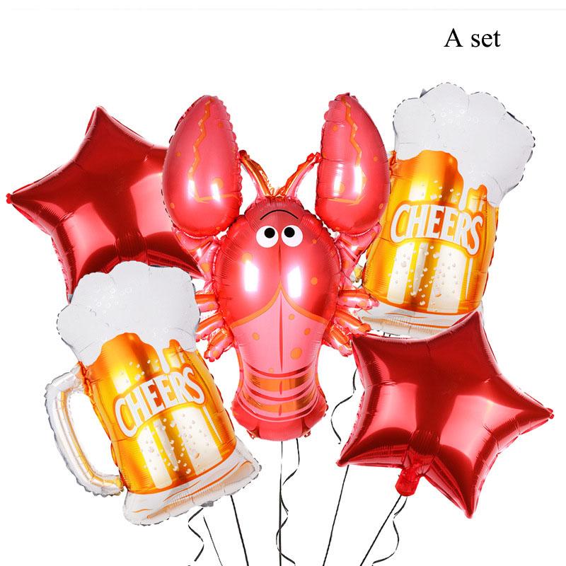 Тематическая вечеринка на барбекю Одноразовая посуда Бумажные тарелки Стаканы Набор воздушных шаров Украшения на день рождения Пиво Омар Принадлежности для барбекю на открытом воздухе