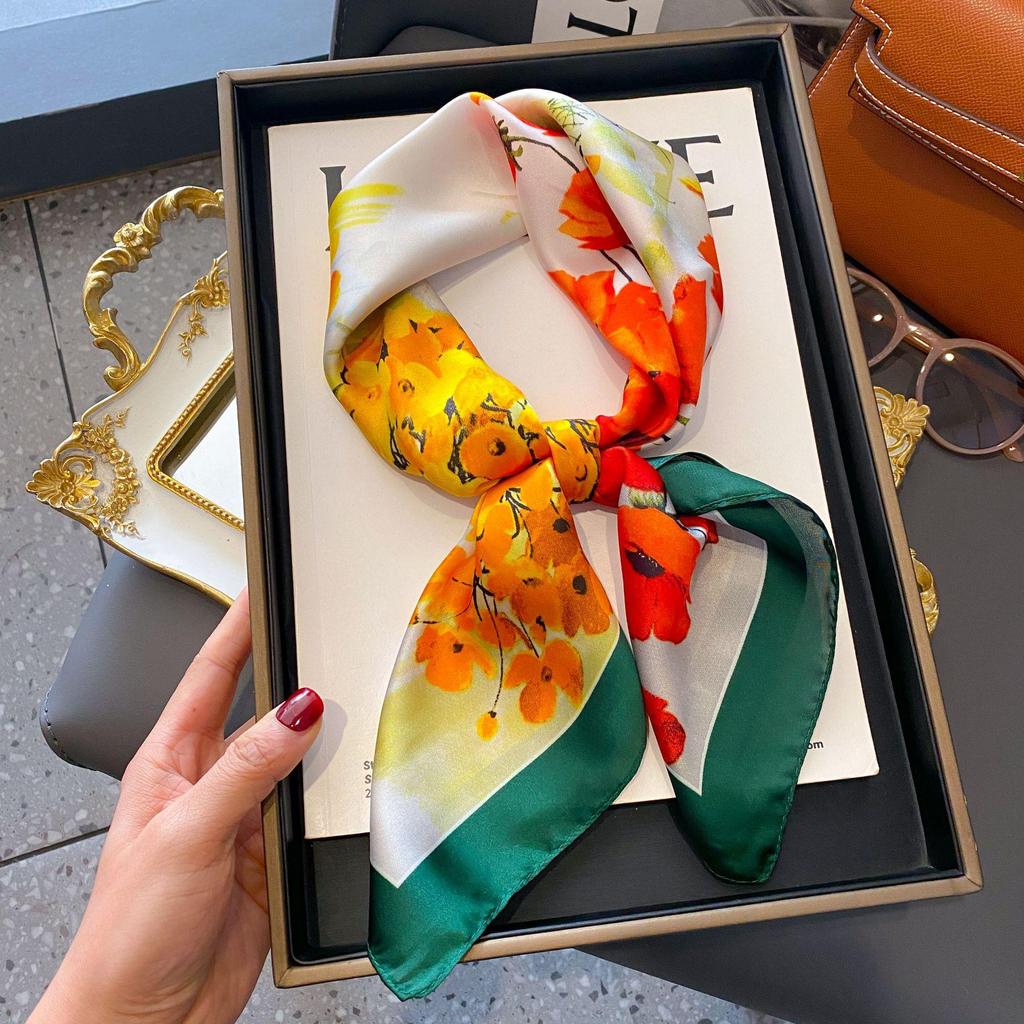 70cm Korean-Style Silk Square Scarf: Fashionable, Versatile Neck Protection and Decorative Accessory