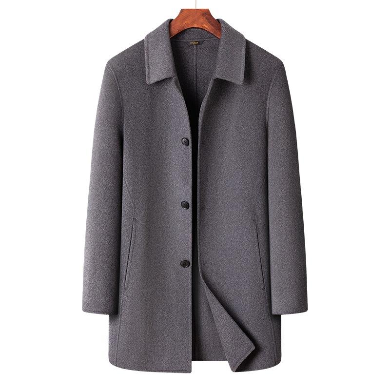 Full Wool Handmade Double-sided Woolen Coat Men's Comfortable and Soft Business Casual Medium and Long Men's Trench Coat