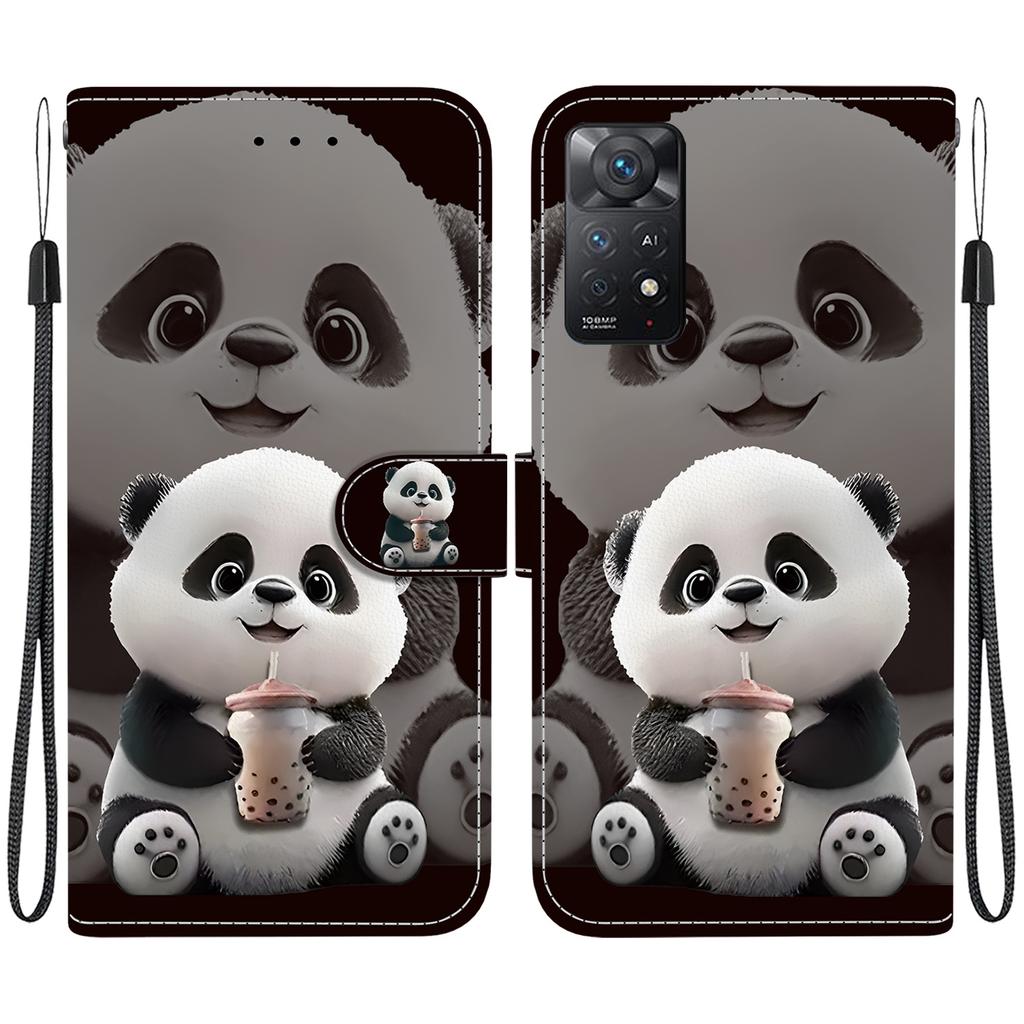 Чехол-книжка из искусственной кожи ручной работы для Redmi Note 12 Pro 4G/ Redmi Note 11 Pro (4G 5G) Противоскользящий ударопрочный чехол с ремешком на запястье и дизайнами в виде сердец/роз и кошек