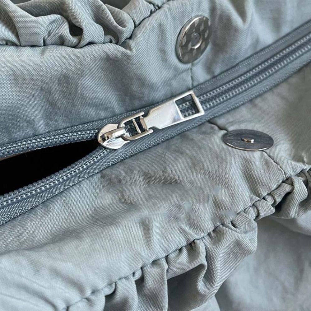 Pleated Canvas Shoulder Bag Korean Style Casual Underarm Bag Cloud Crossbody Bag Women
