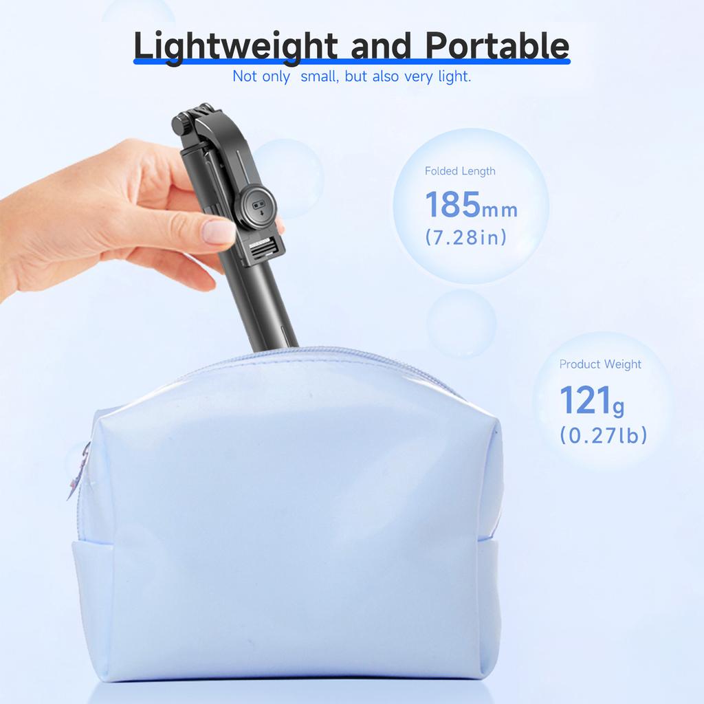 Extendable Selfie Stick Tripod for Phone Max. Length 67.2cm/26.5in with Detachable Phone Clip