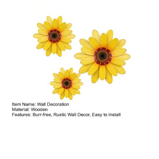 3Pcs/Set Sunflower Wall Decoration Rustic Wooden Sunflower Sign Wall Art