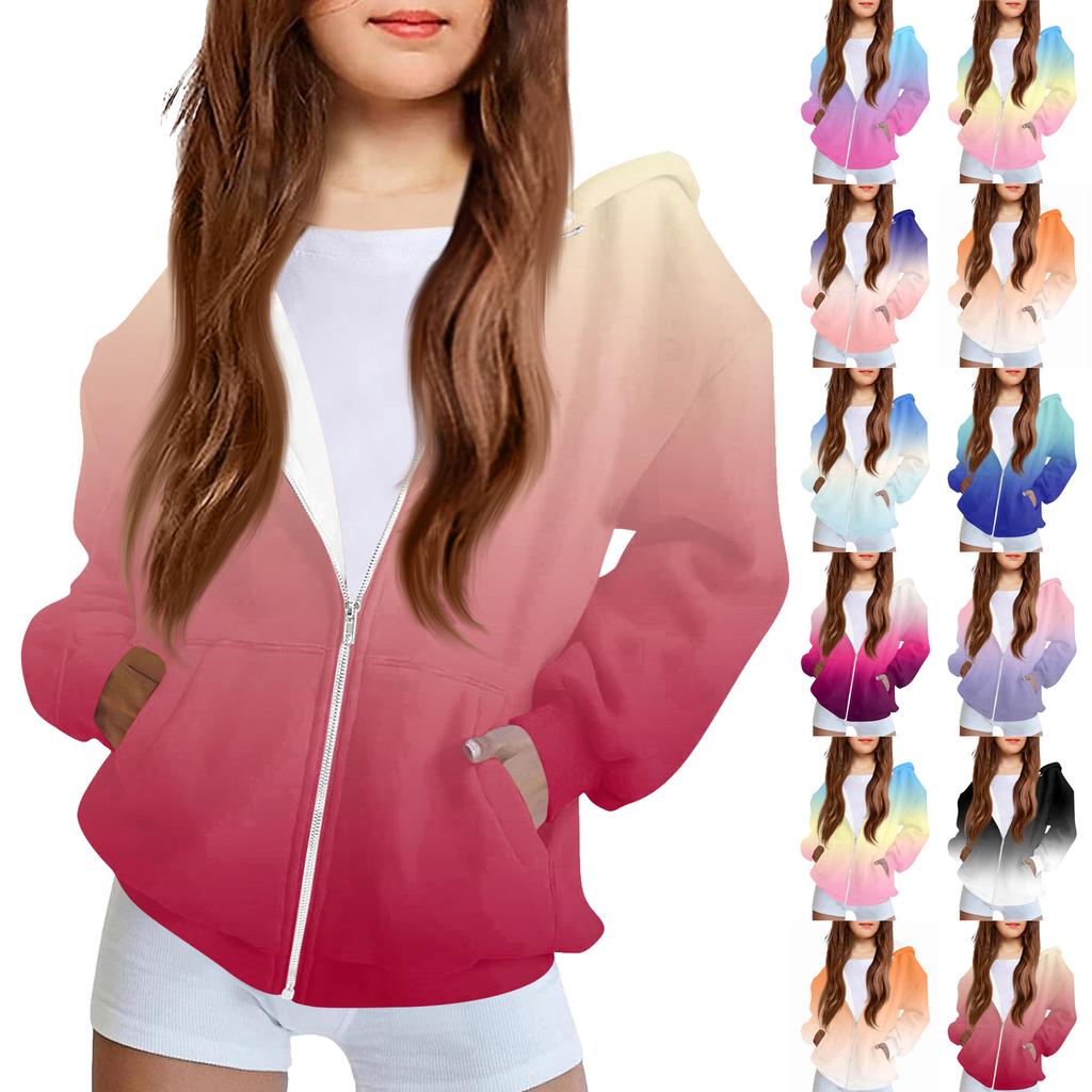 Children's Fashion Printed Long Sleeved Hooded Sweatshirt Girls' Hoodie Jacket