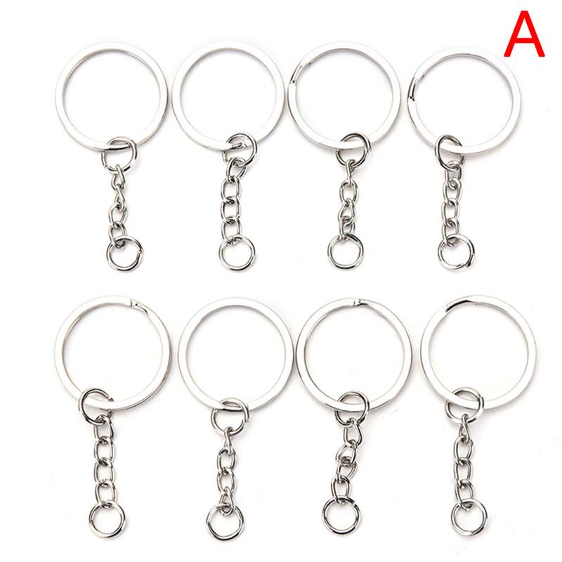 50Pcs Diy Polished Silver Key Rings Key Chain Split Ring Short Jewelry Findings