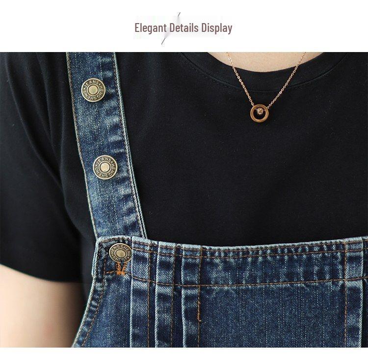 Женская джинсовая юбка-сарафан большого размера на осень - Платье средней длины без рукавов