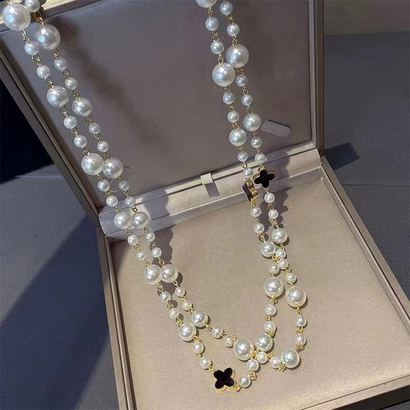 Модное многослойное ожерелье с четырьмя листами клевера, длинное женское ожерелье в стиле ретро, новое ожерелье Palace Temperament