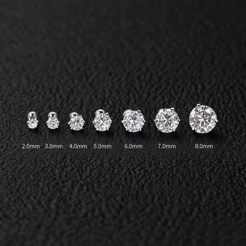 Горячие Продажи Серьги-Гвоздики из Титановой Стали с Фианитами: Модные женские серьги-гвоздики для хряща уха с супер блеском и винтовым замком.