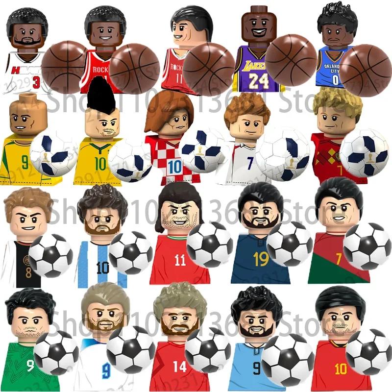 8/9Pcs/Sets Famous Basketball Football Players Building Blocks Sets Soccer Action Figures Bricks Toys Christmas Gifts