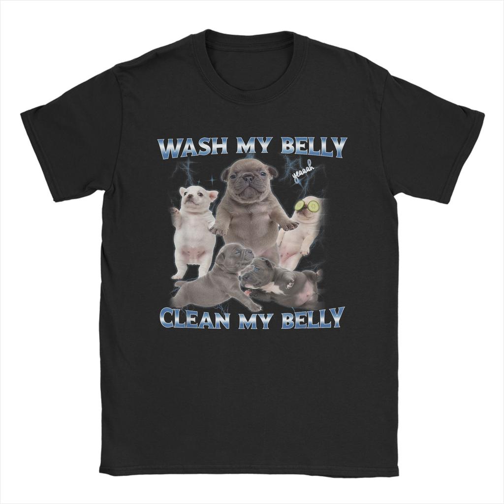 Pibble Dog Wash Помой мне живот Смешные Мемные Футболки Мужские Круглый Вырез Чистый Хлопок Футболка Короткий Рукав Футболки Большого Размера Одежда