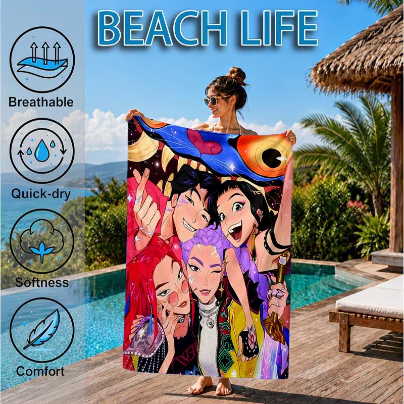 Kpop cartoon Beach Towel, Microfiber Beach Towel, Perfect For Pool, Beach, Travel, Home Decor Beach Party Fan gifts