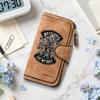 Vintage Motocross Skeleton Leather Long Wallet Biker Style Multi Card Holder Fashion Casual Daily Purse