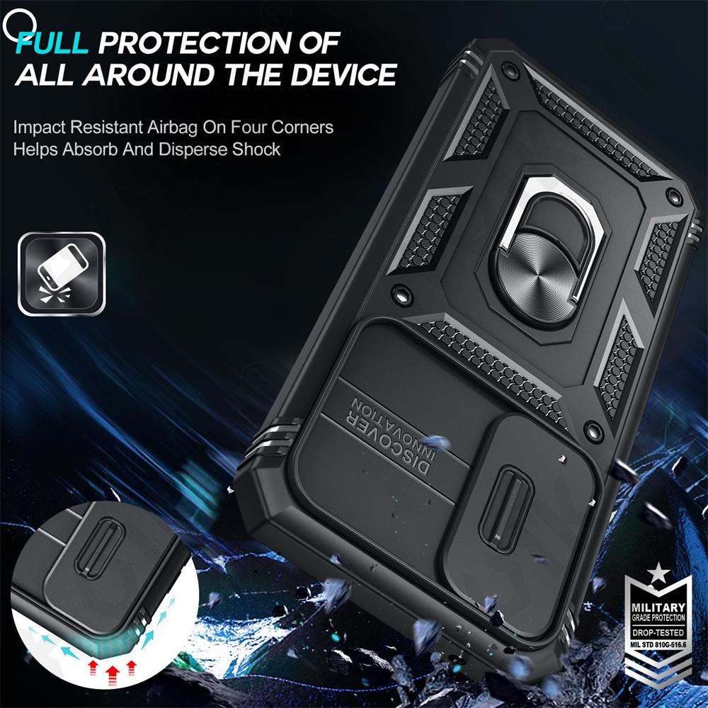 Чехол-держатель Military Armor для Samsung Galaxy S24 S23 S22 S21 Ultra Plus A55 A35 A54 A14 4G 5G Slider Camera Protective Card Card Card Cover