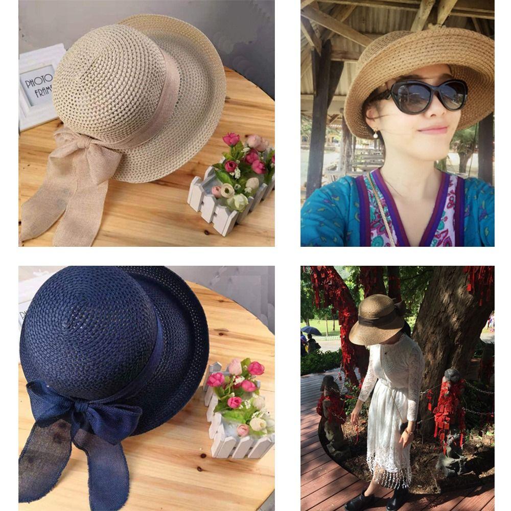 New Travel Foldable Female Vacation UV Protection Visor Straw Hat Beach Outing Sun Hat Summer Hat