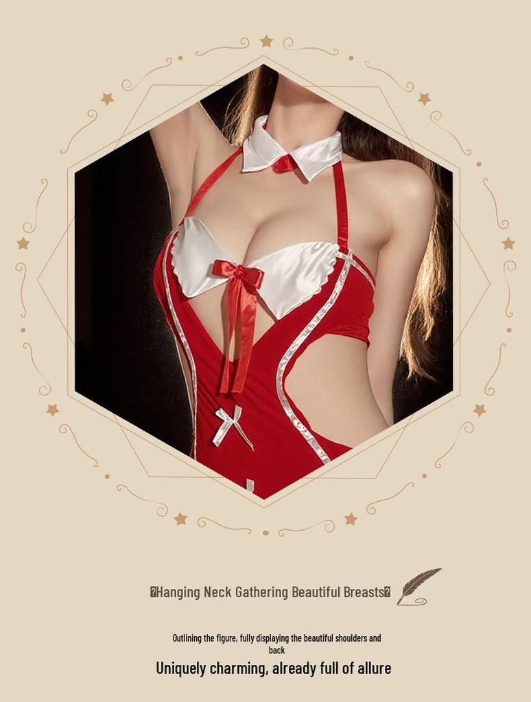 Velvet Christmas Lingerie Role Play Nightgown Cosplay Dress