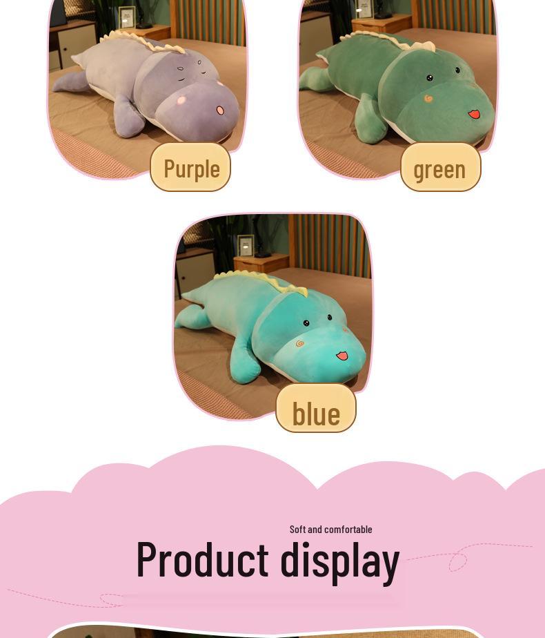Soft Crocodile & Dinosaur Plush Body Pillow for Girls - Back Cushion & Leg-Clamping Sleeping Doll