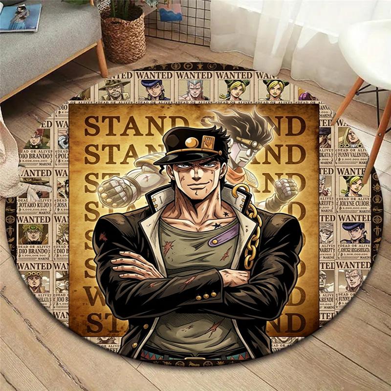 Ковер круглый ковер JoJo's Bizarre Adventure для гостиной, спальни, дивана, игровой комнаты, нескользящий коврик для пола