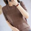 Round Neck Cotton Thread Short-sleeved Knitted T-shirt for Women's Summer Pullover Half-sleeved Loose and Versatile Fashionable Vest Top