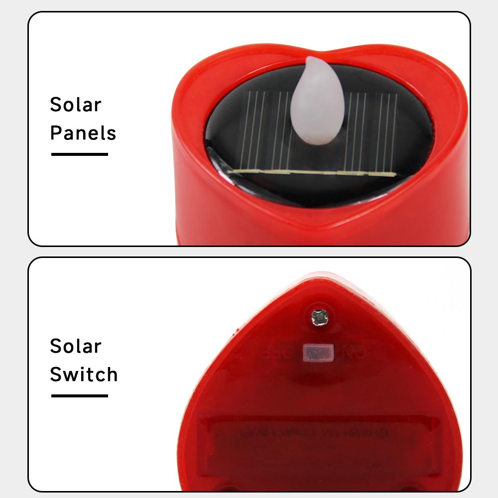 Solar Candle Light Flameless Solar Tea Light Festive Lamp Warm White Terrace Lamp Romantic Decorations for Valentine's Day