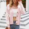 BITCED Autumn/Winter Women's Knitted Cardigan Coat Loose-Fit Academic-Style Sweater Cardigan