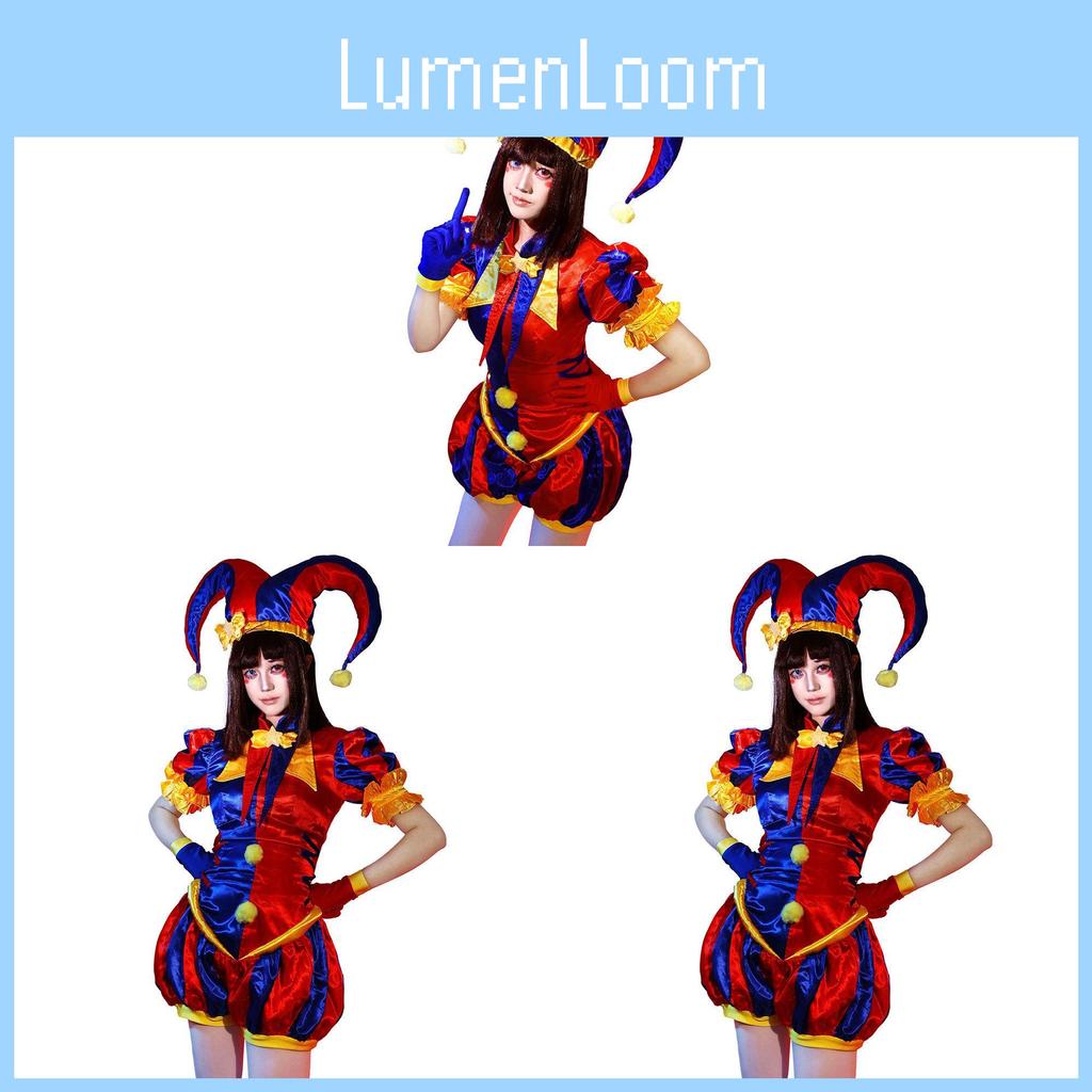 Потрясающий Цифровой Цирк Помни Костюм-комбинезон Полный Рост из Сатиновой Ткани Для Косплей-Мероприятий