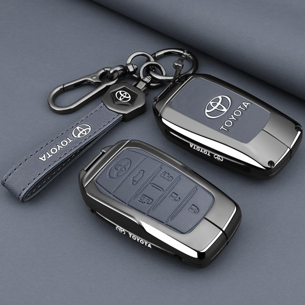 Leather Car Key Fob Case Cover Shell for Toyota Tacoma JK32 Fortuner Corolla Venza Grand Highlander RAV4 XSE Prime Land Cruiser Hilux