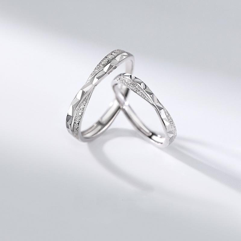 Star Sea Pair Ring Simple Couple Long-Distance Love Men And Women Open Valentine'S Day Ring Gift Glitter Plain Ring Ring Ring