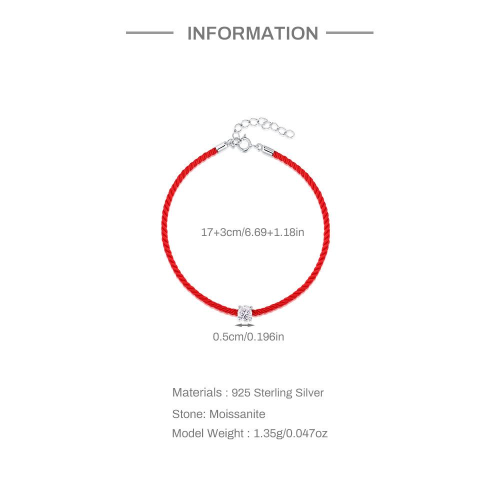 S925 стерлингового серебра одиночный бриллиант моцарелла красный шнур женский браслет с тем же браслетом удачи браслет ювелирные изделия