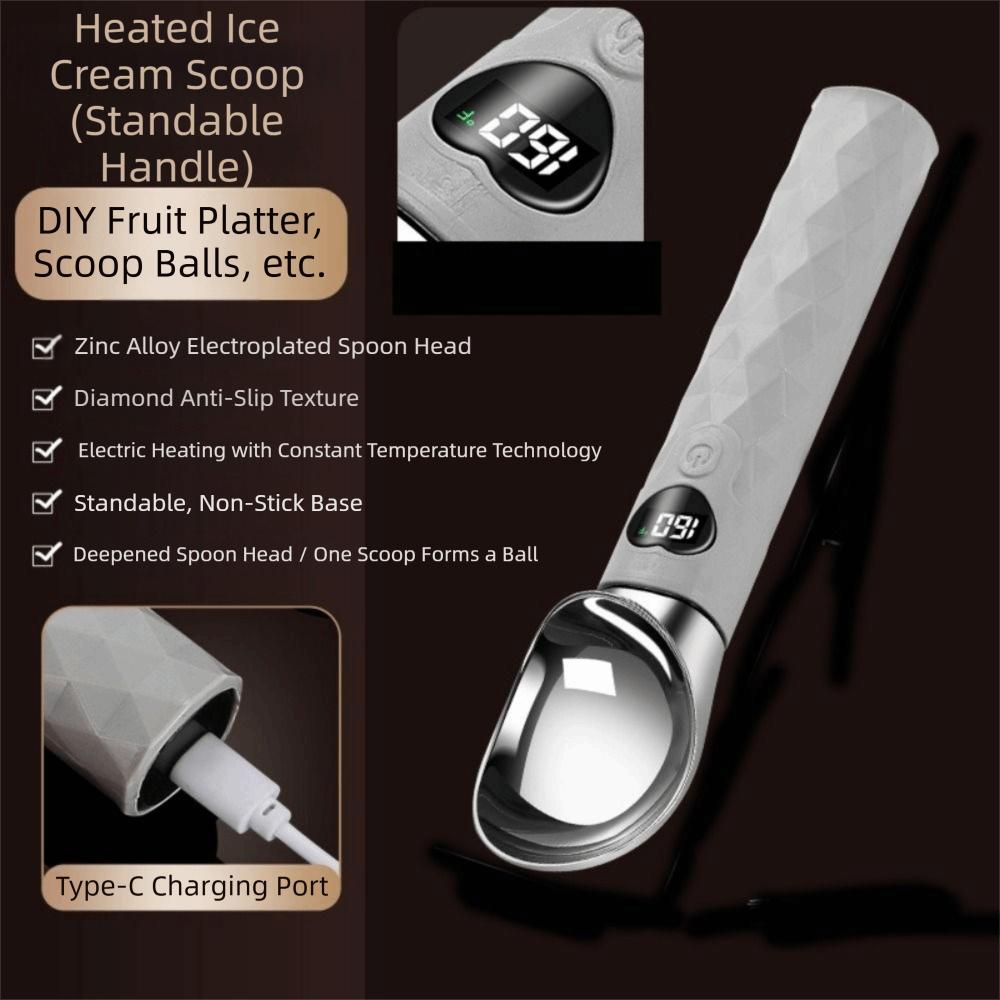 LED Display Electric Heated Ice Cream Scoop Waterproof Ice Cream Dipper Gelato Scooping