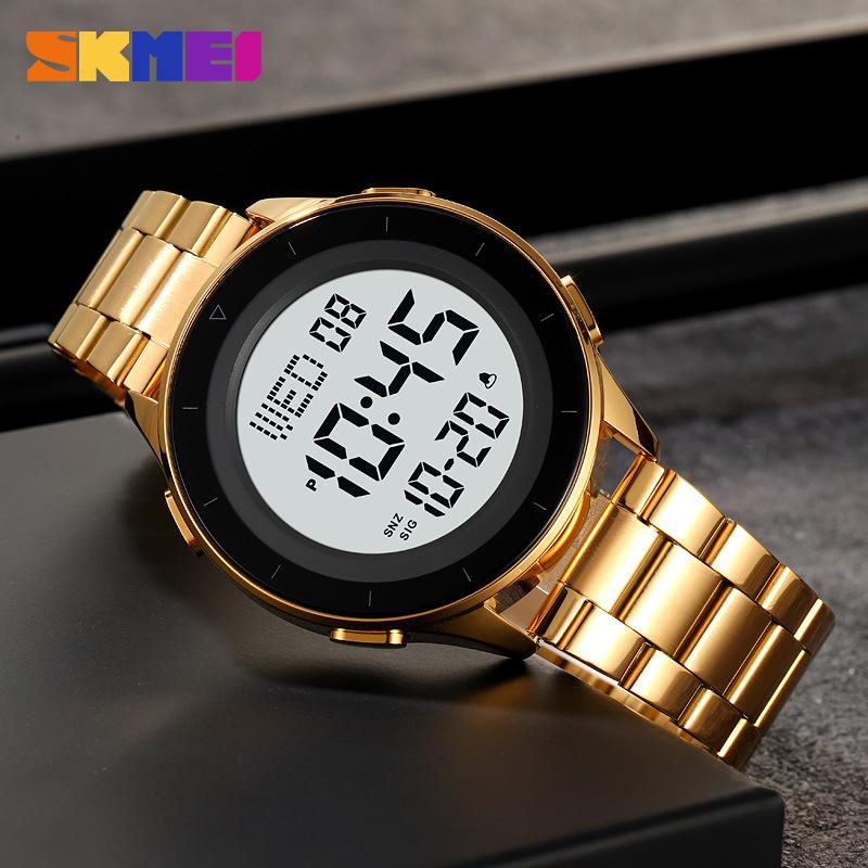 Взрывной момент американские стальные поясные электронные часы круглые модные многофункциональные спортивные водонепроницаемые электронные часы