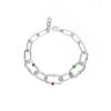 ozel Silver925 Ellipse CZ Chain Bracelet PS019B