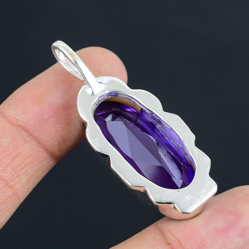Подвеска из драгоценного камня иолита, твердая подвеска из стерлингового серебра 925 пробы, ювелирный подарок для унисекс
